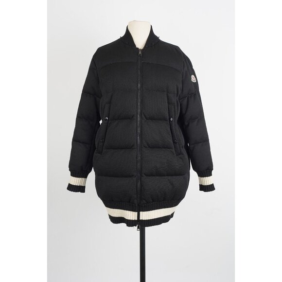 $1,980 Moncler Harfang Puffer Coat Down Quilted Jacket Black Size 1